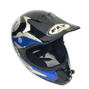 VTG Fly Racing-Men Large-Open-Face Motocross/ATV Helmet-Black/Blue/Silver-FL-606